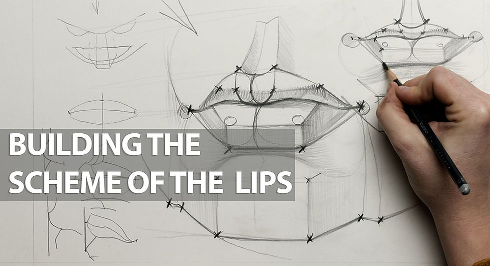 Constructive drawing , Building the scheme of the lips
